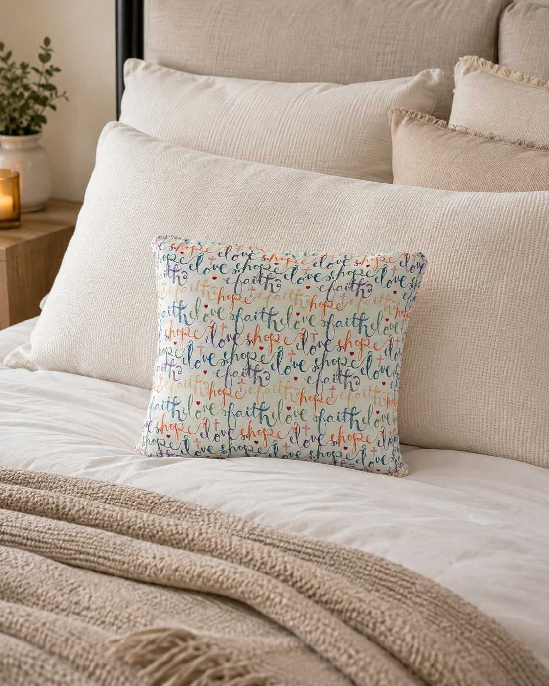Faith • Hope • Love Handmade Pillow